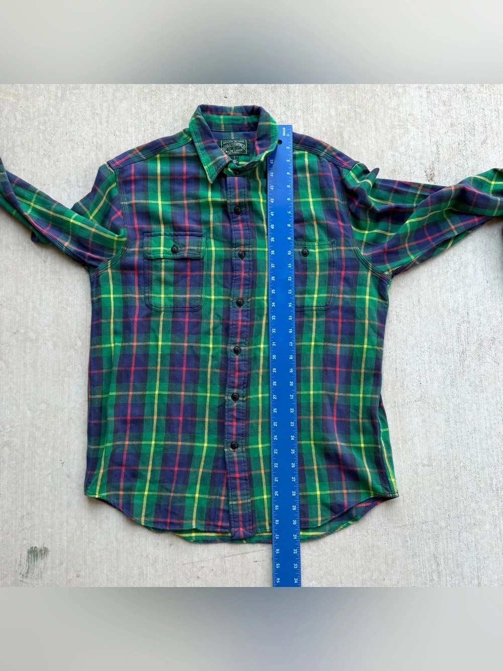 Ralph Lauren Polo Country Flannel Work Shirt Men Size Large Plaid